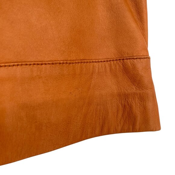 Halogen Leather Mini Skirt With Zipper Pockets Camel Tan Color Size 4P - Picture 4 of 9